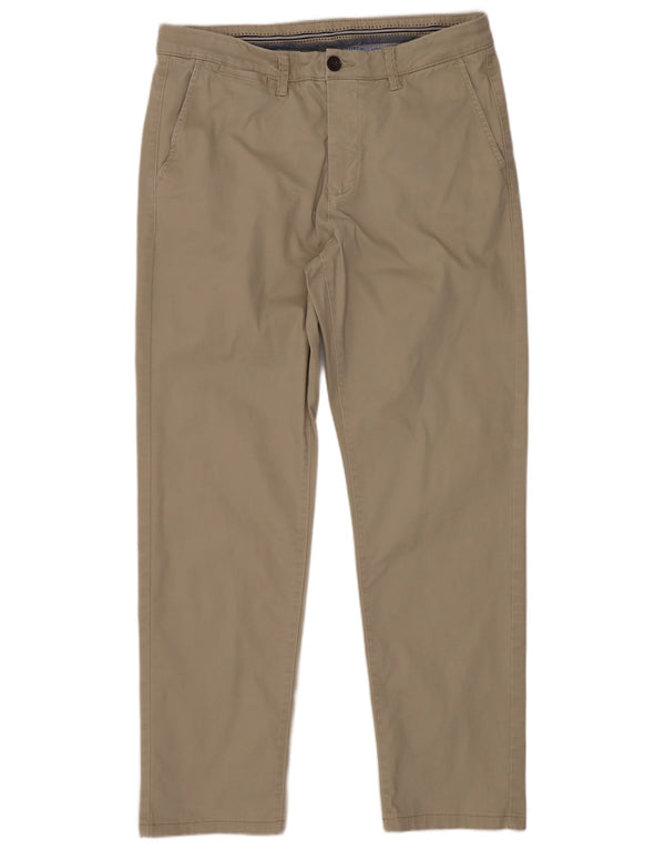 Crew Clothing Mens Calça Chino Reta W32 L28 Algodão Bege