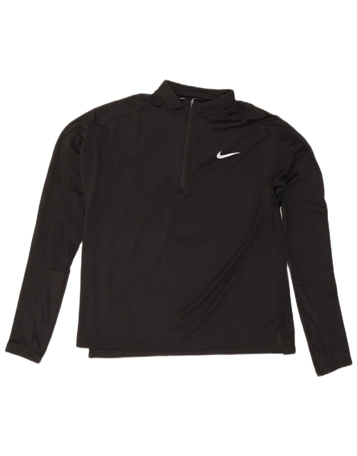 NIKE Womens Dri Fit Zip Neck Pullover Treino Top Reino Unido 14 Médio Preto