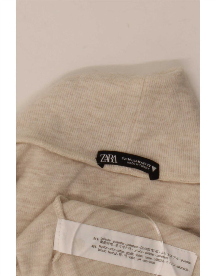 Colete feminino Zara UK 12 poliéster bege médio