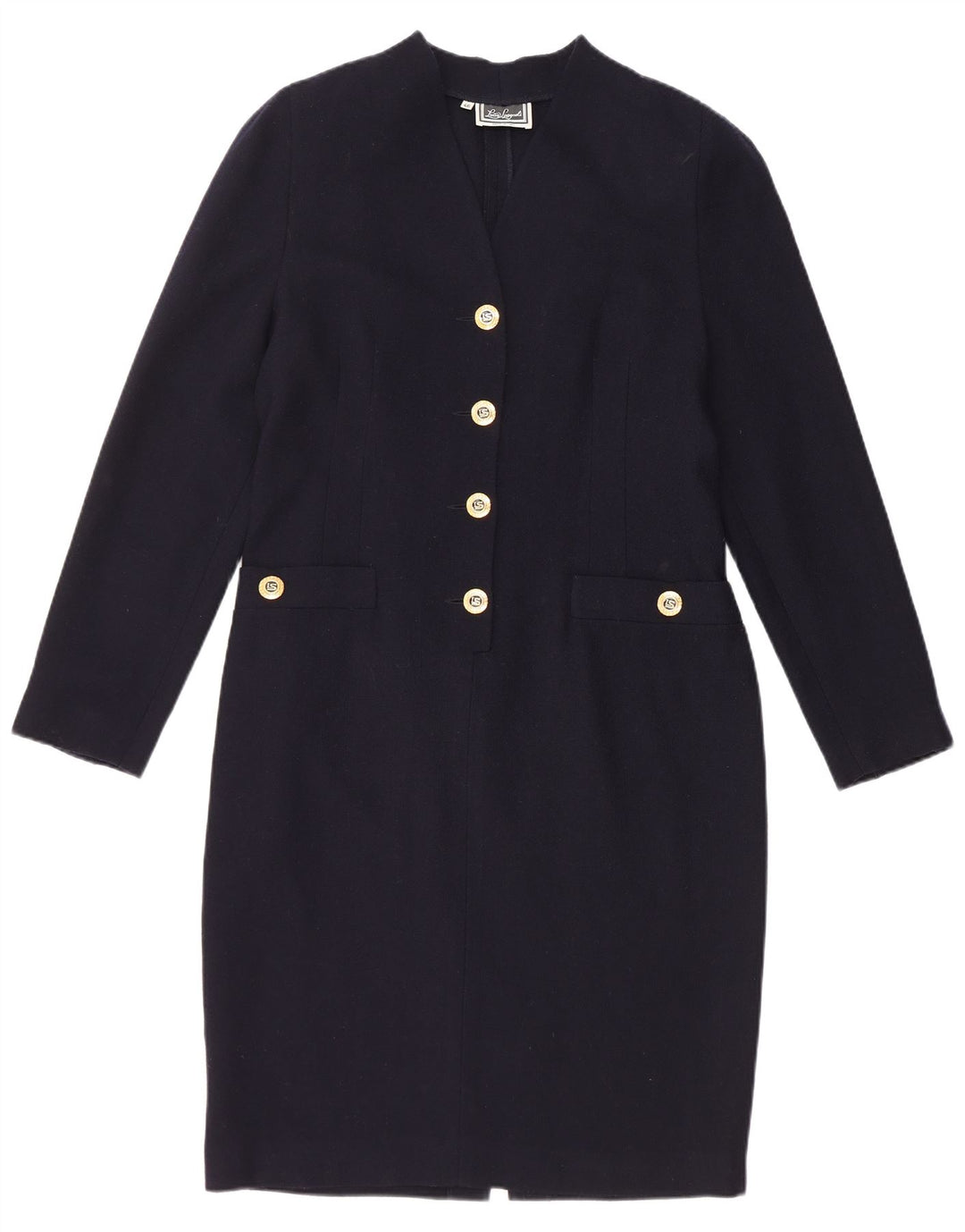 Luisa Spagnoli vestido feminino manga comprida bainha IT 46 grande azul marinho