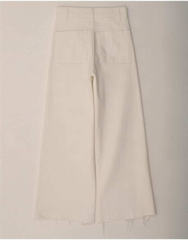 Calça jeans feminina Zara The Marine Wide Leg Straight EU 36 XS W26 L28 Branco