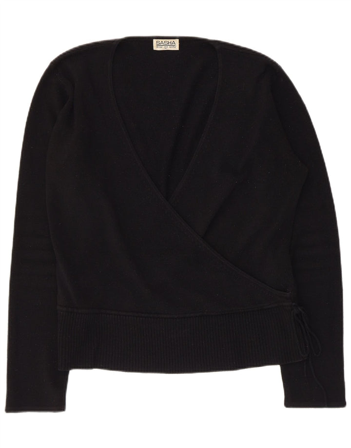 Suéter feminino Sasha com decote em V UK 18 XL preto acrílico