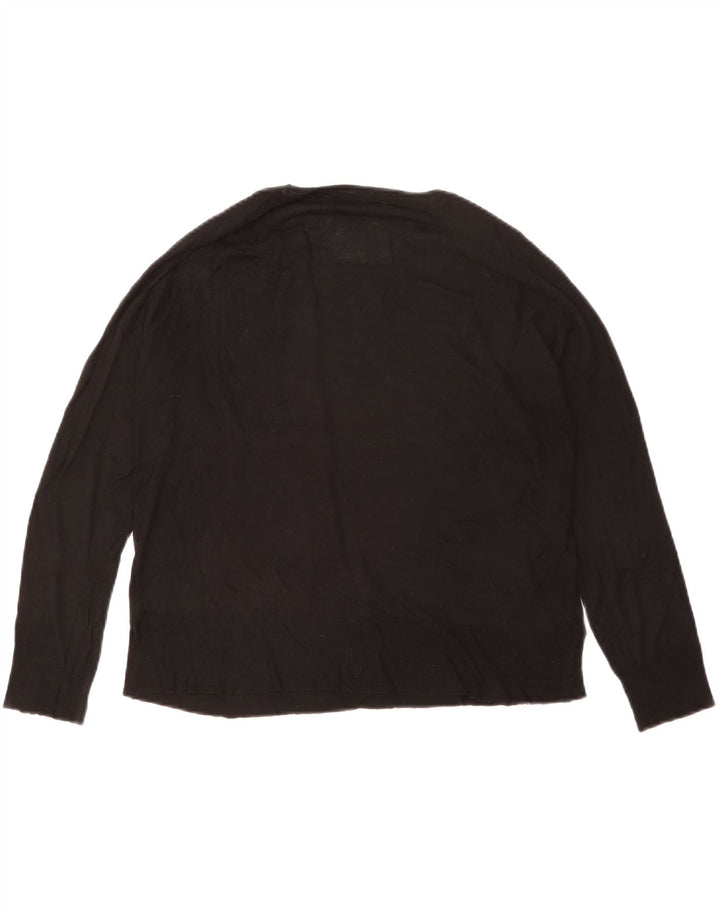 Zara Suéter feminino oversized com gola redonda Reino Unido 10 pequeno preto viscose