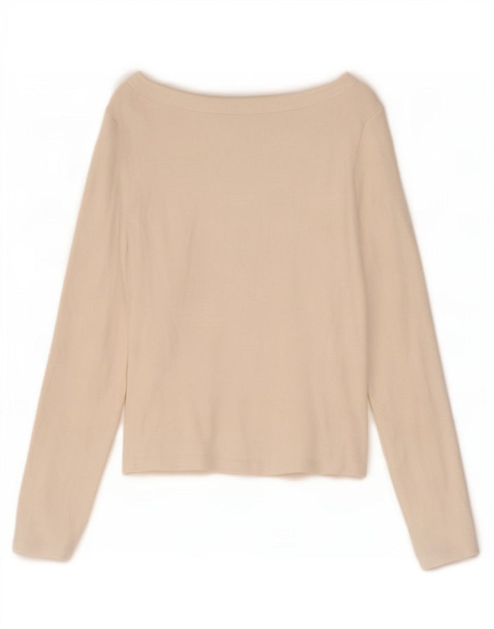Zara Womens Crop Top Manga Longa Reino Unido 14 Grande Branco