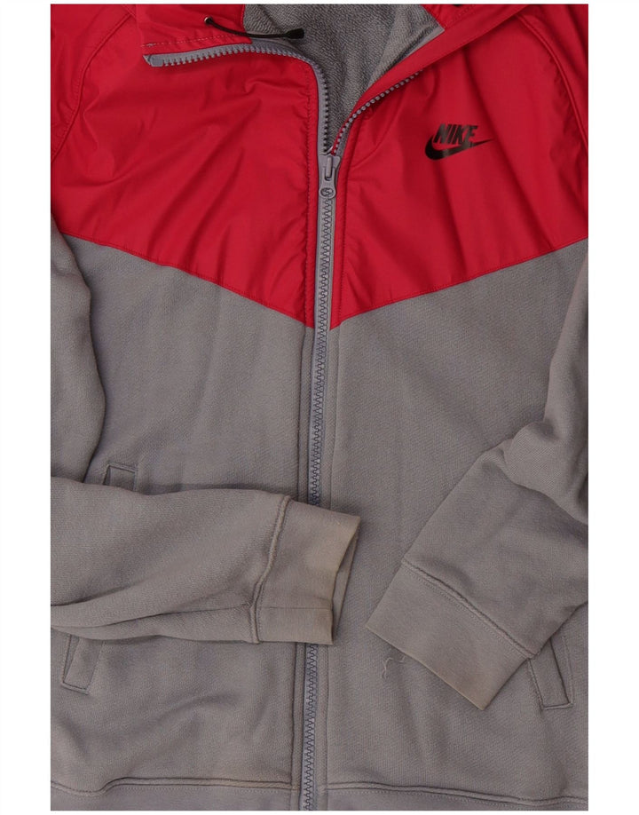 Suéter masculino NIKE com capuz e zíper grande azul colorido em algodão