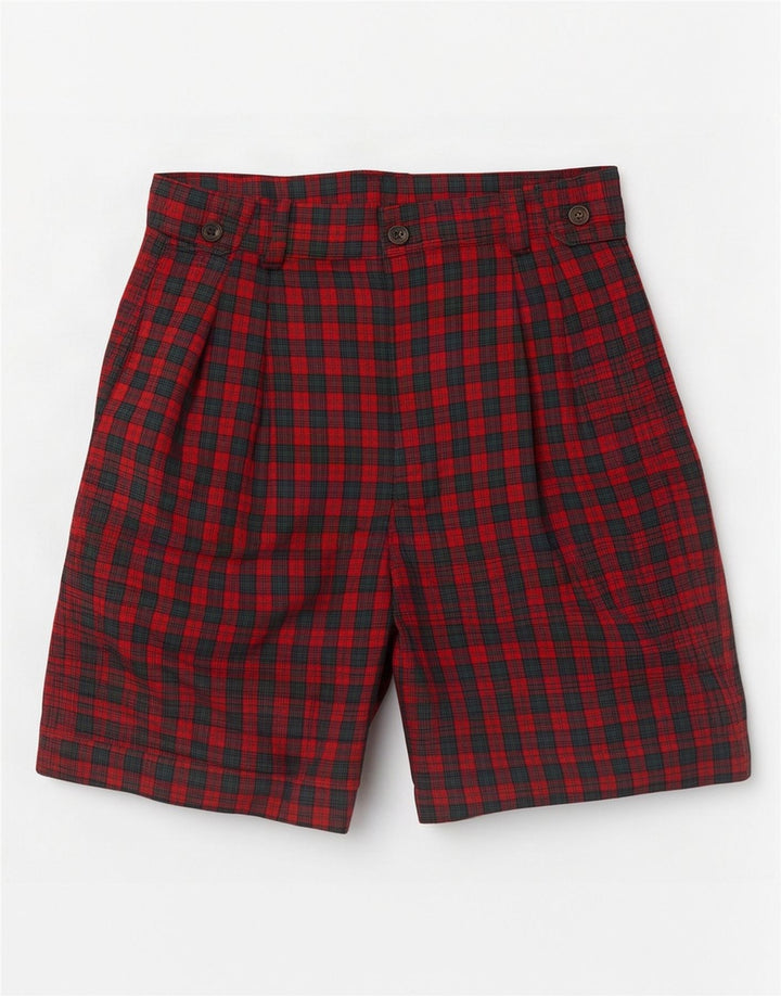 Shorts Chino feminino de cintura alta Sergio Tacchini IT 44 médio W26 xadrez vermelho