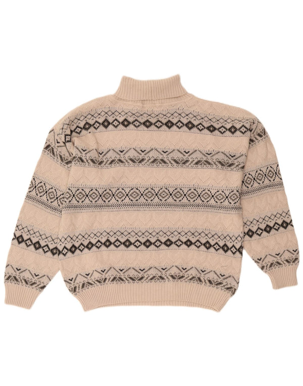 Suéter masculino Starter com gola redonda XL de lã geométrica bege