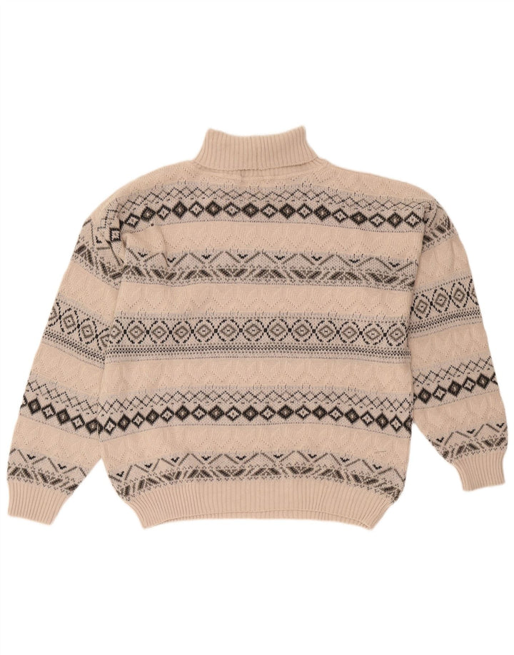 Suéter masculino Starter com gola redonda XL de lã geométrica bege