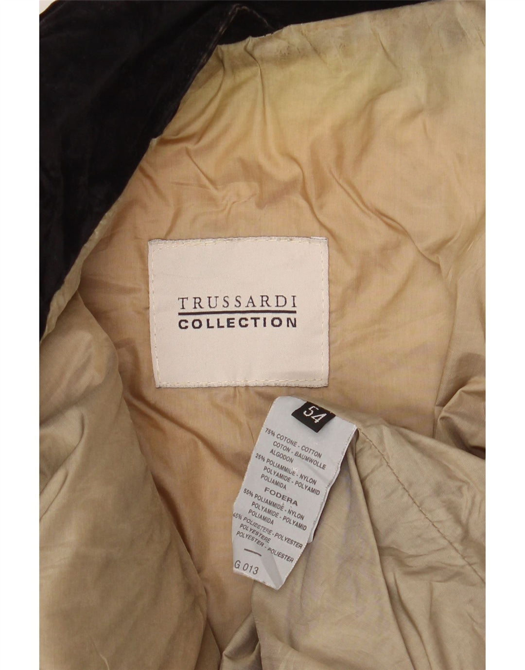 Jaqueta corta-vento masculina acolchoada Trussardi IT 54 2XL algodão preto