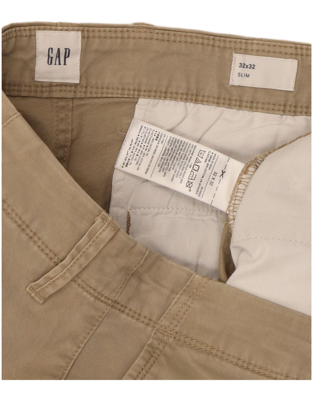 Calça Chino Slim Masculina Gap W32 L32 Algodão Bege
