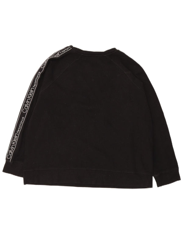 Calvin Klein moletom gráfico feminino jumper UK 20 2XL algodão preto