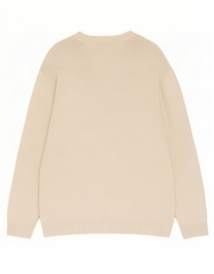 Suéter masculino Marks & Spencer com decote em V grande algodão branco