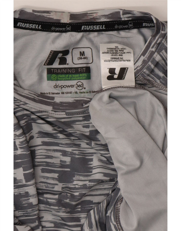 RUSSELL ATLÉTICO Camiseta masculina Dri-Power Top listrado cinza médio