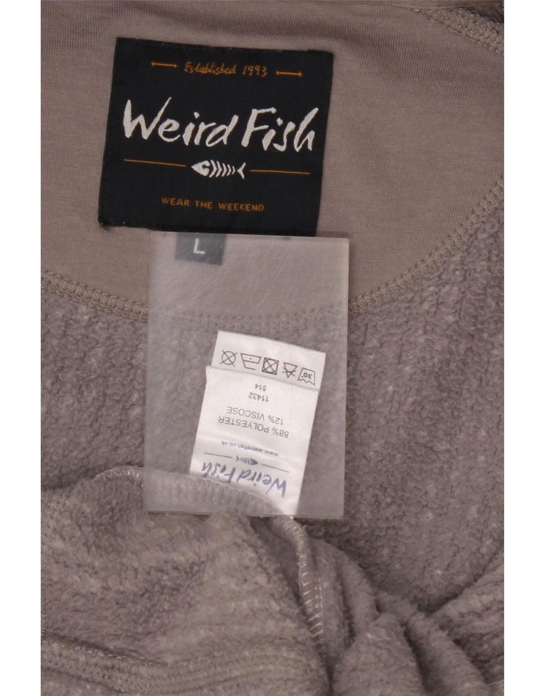 Jaqueta de lã masculina WEIRD FISH UK 40 poliéster cinza grande