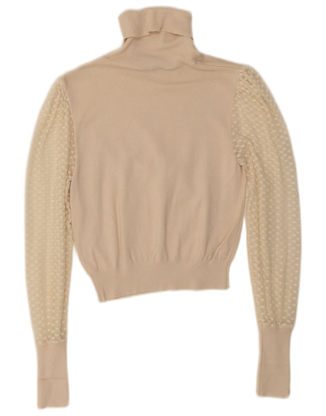 Zara Suéter feminino cropped com gola redonda Reino Unido 8 pequeno bege