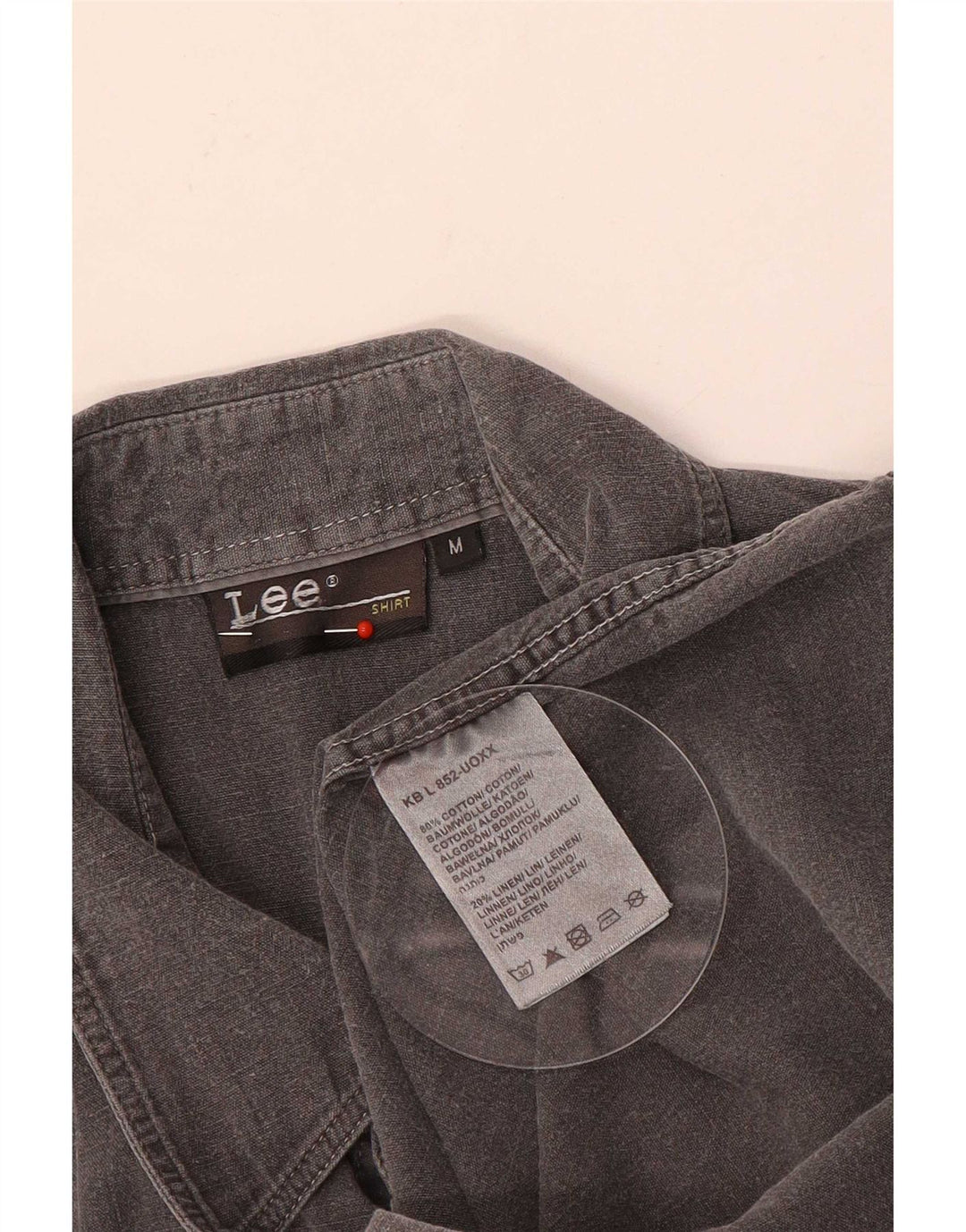 Camisa militar masculina de manga curta Lee algodão cinza médio