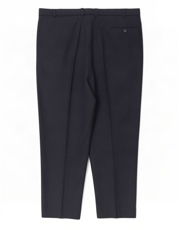 Calça masculina de terno reto Marks & Spencer W42 L29 lã azul marinho