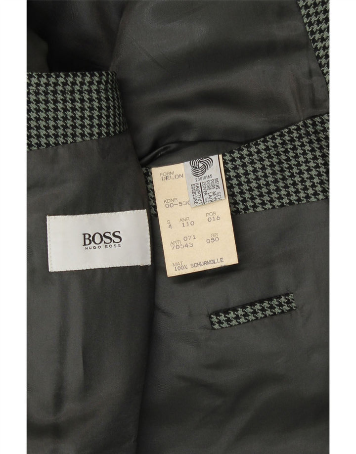 Jaqueta Blazer Masculina Hugo Boss IT 50 Grande Verde Houndstooth Nova Lã