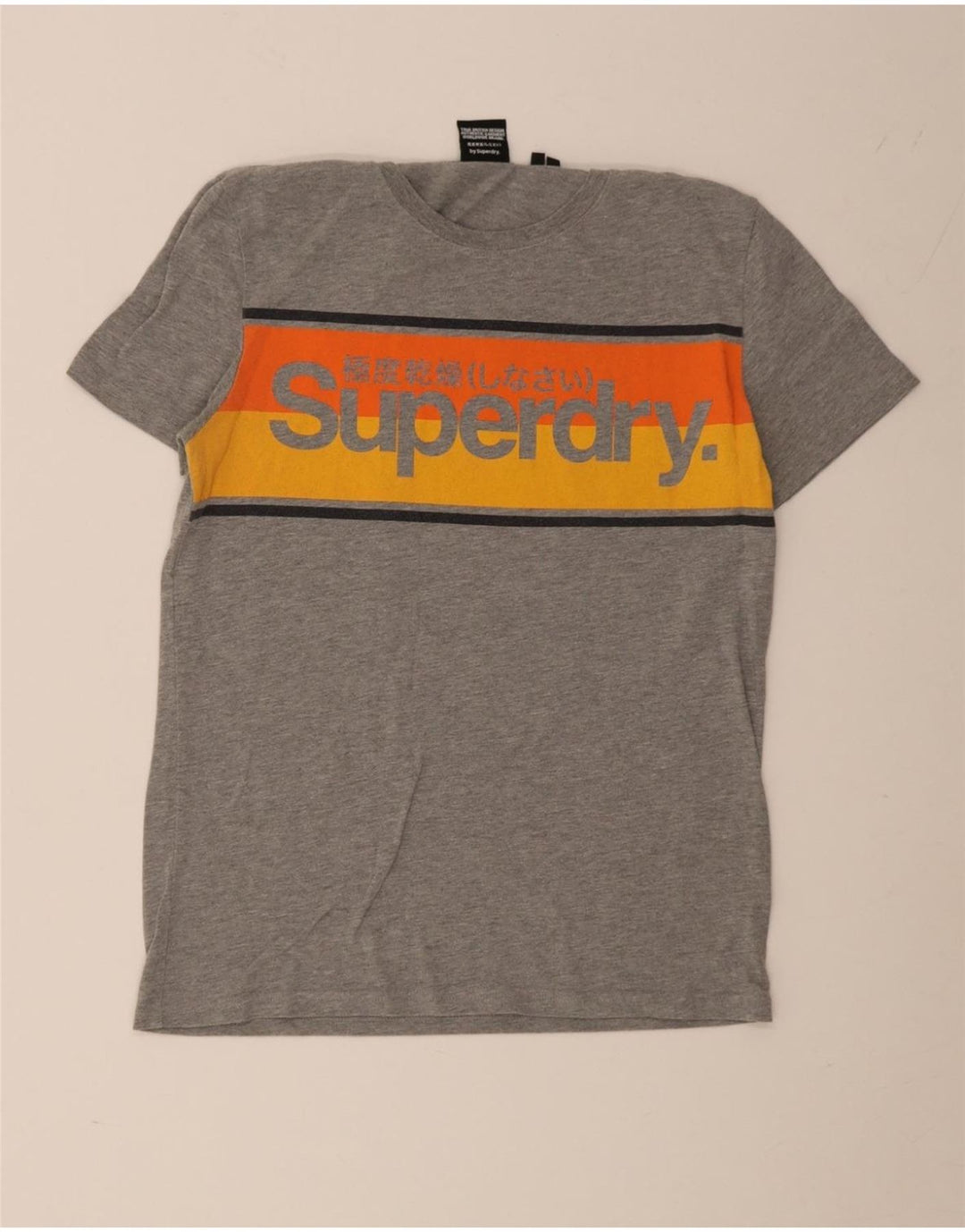 Camiseta masculina Superdry com estampa gráfica cinza médio algodão colorblock