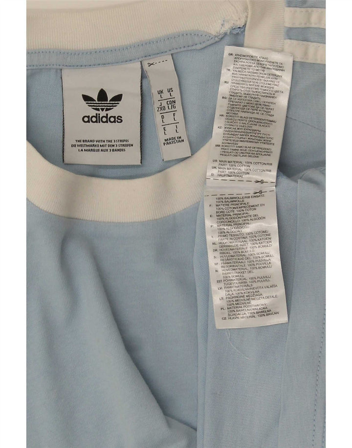 Adidas Mens Camiseta Top Grande Algodão Azul