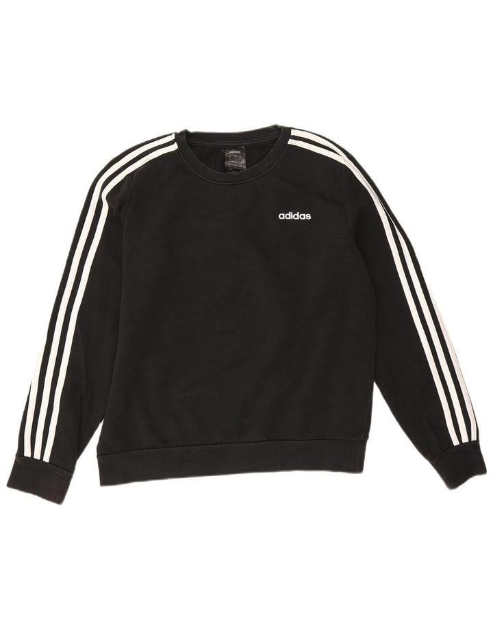 Adidas Womens Sweatshirt Jumper UK 12/14 Médio Algodão Preto