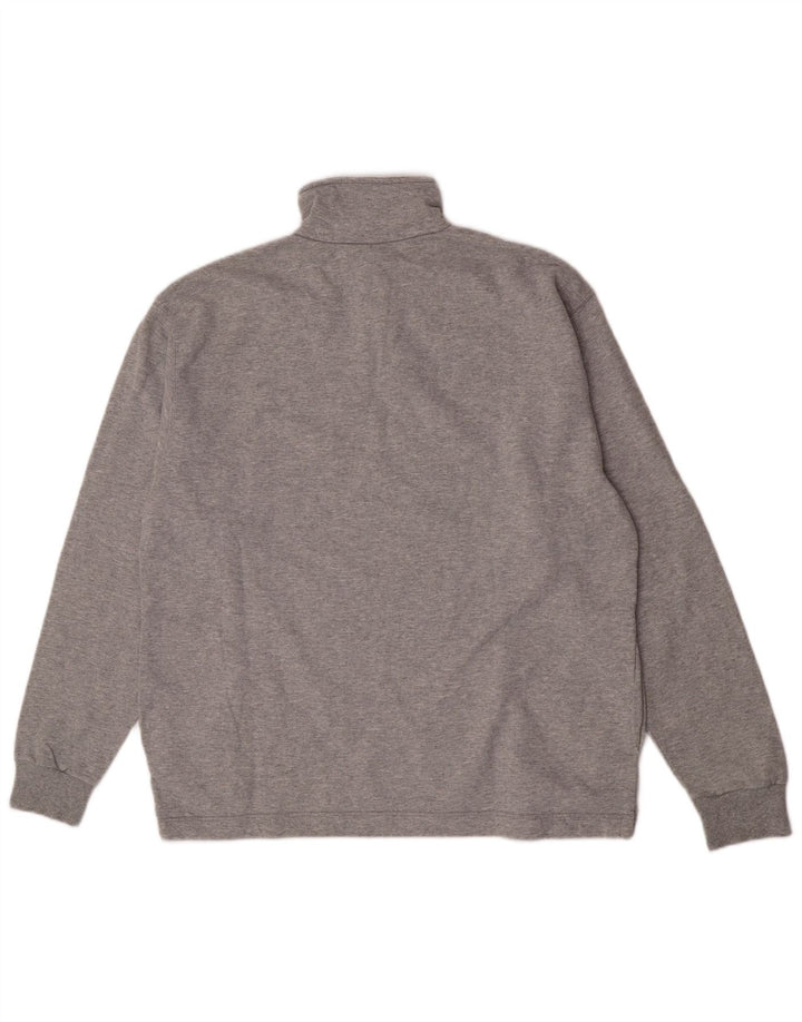 Asics Mens Zip Neck Moletom Jumper Grande Algodão Cinza