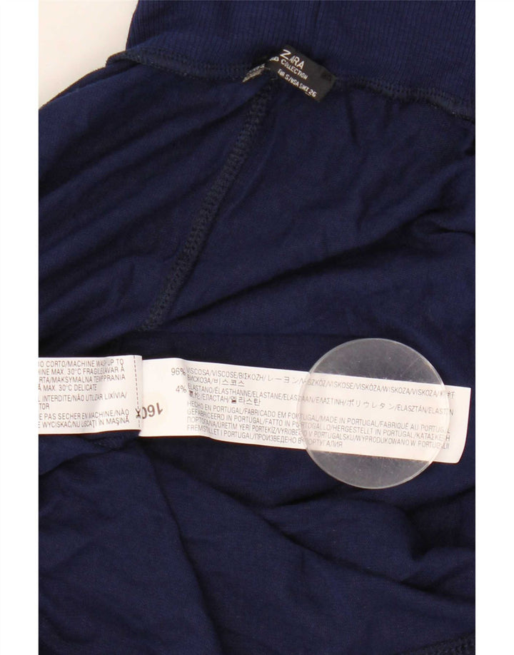 Suéter feminino Zara com gola alta e gola alta Reino Unido 10 pequeno azul marinho