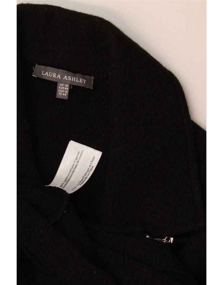 Jaqueta blazer feminina com zíper completo Laura Ashley Reino Unido 18 XL lã de cordeiro preta