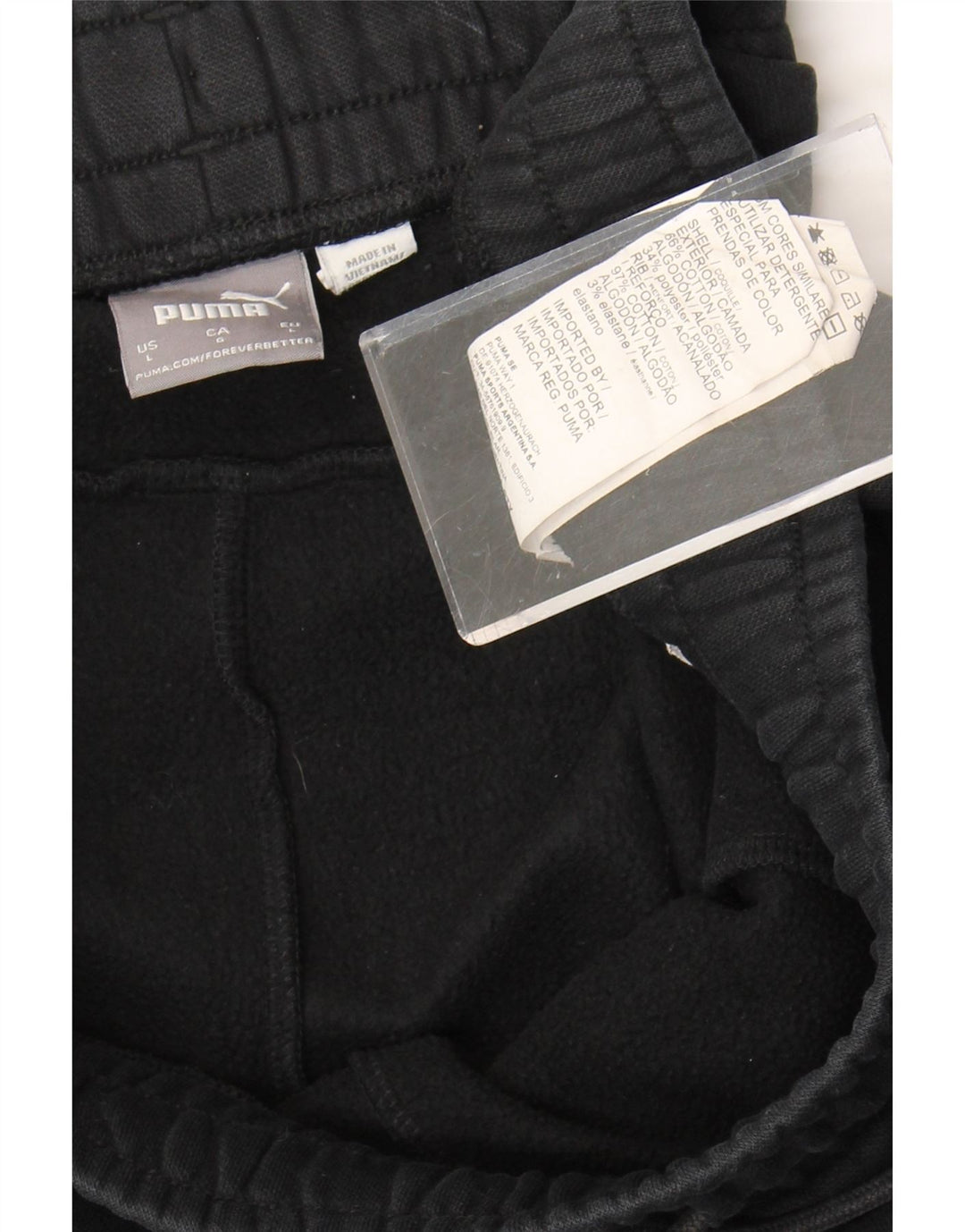 Calça de treino masculina Puma Joggers grande algodão preto