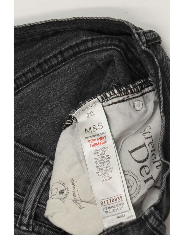 Marks & Spencer Mens Jeans Slim W34 L33 Algodão Preto