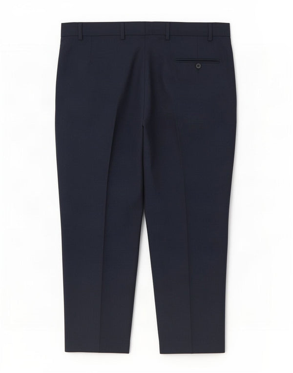 Calça masculina de terno reto Marks & Spencer sob medida W44 L29 azul marinho