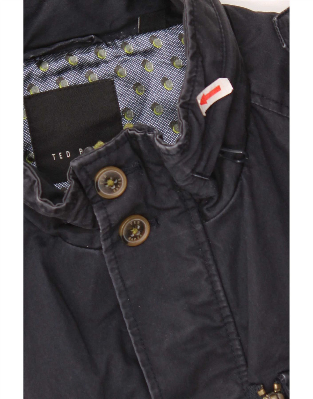Jaqueta militar masculina com capuz Ted Baker tamanho 3 algodão azul marinho médio