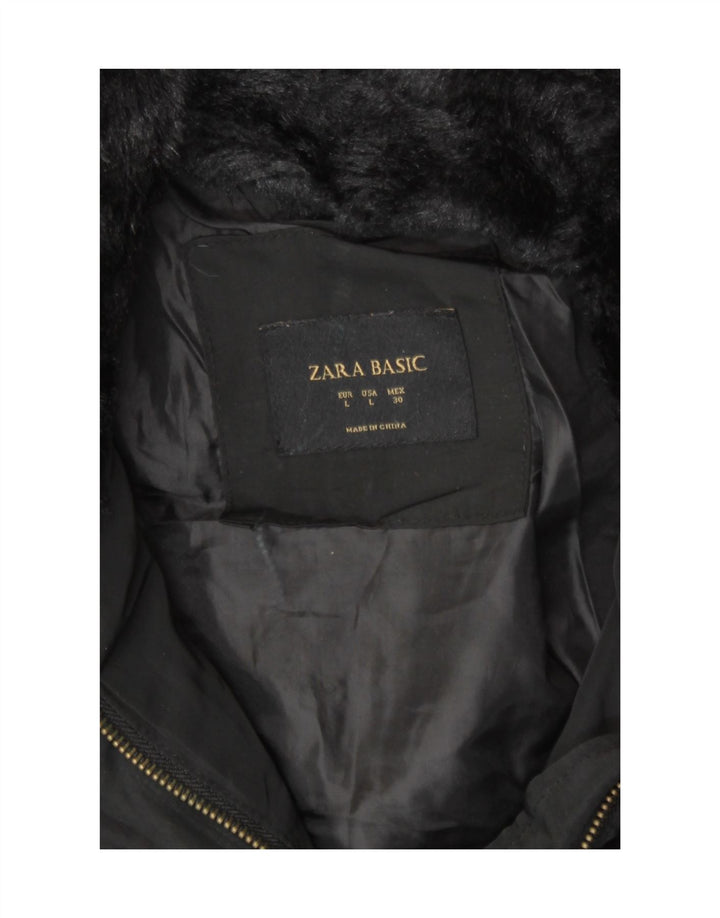 Jaqueta acolchoada feminina Zara UK 14 grande preta