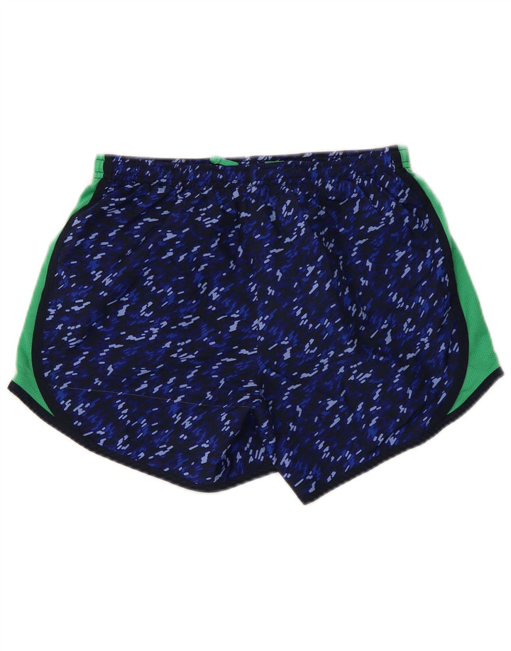 Shorts esportivos femininos NIKE Dri Fit UK 18 XL azul marinho colorblock poliéster