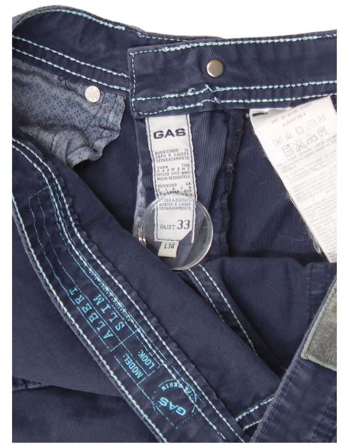 Calça masculina slim casual Gas W33 L34 algodão azul marinho