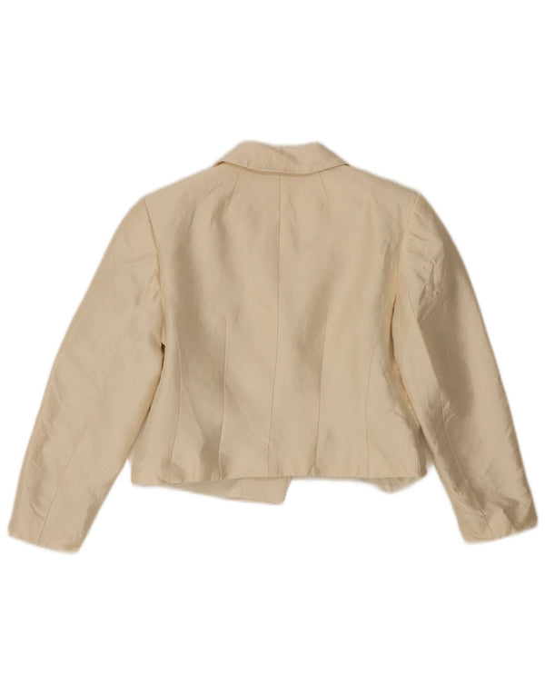 Hobbs Womens 2 Button Crop Blazer Jacket UK 10 Small Off White Wool
