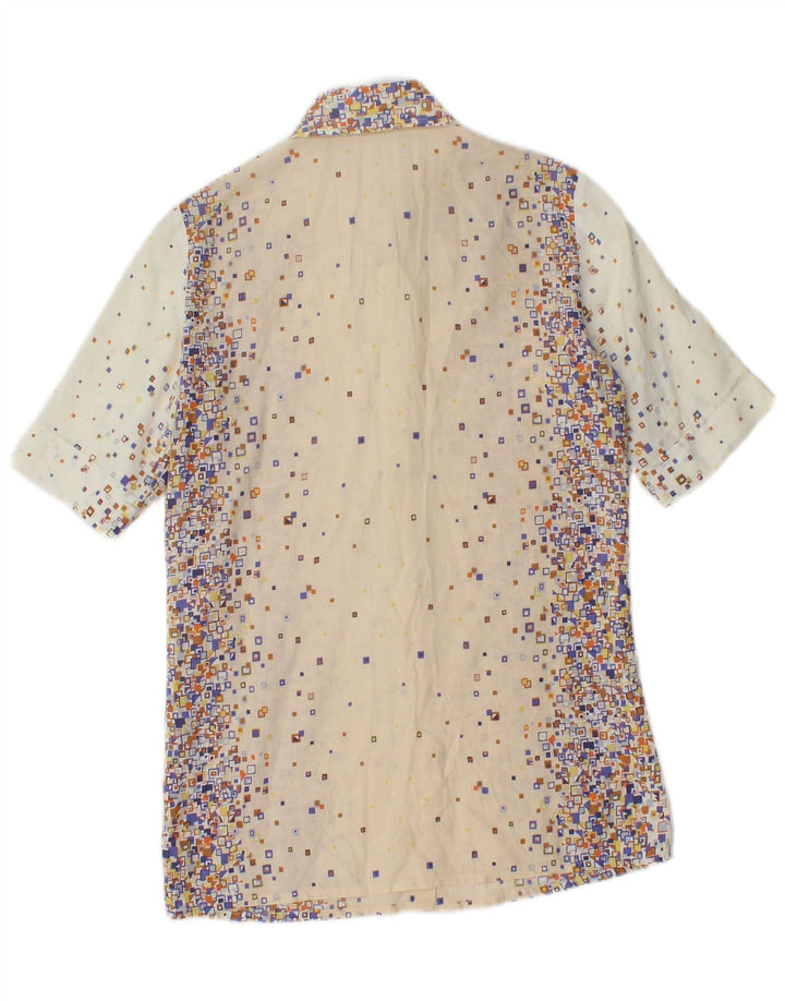 Conjunto de saia feminina PANCALDI & B de 2 peças UK 4 XS W24 algodão geométrico bege