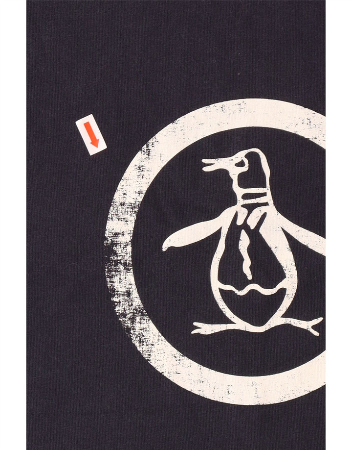 Camiseta gráfica masculina PENGUIN Top médio algodão azul marinho