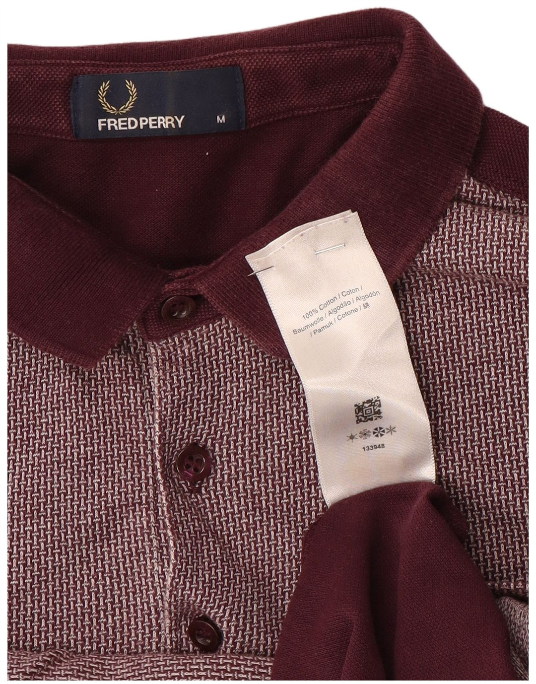 Camisa polo masculina Fred Perry de algodão xadrez médio Borgonha