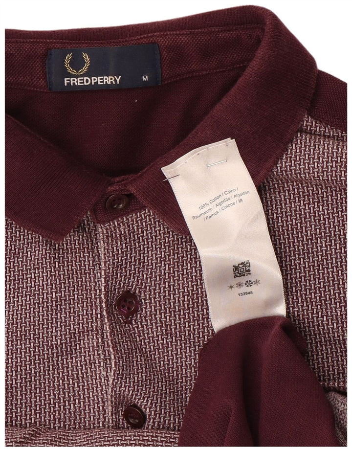 Camisa polo masculina Fred Perry de algodão xadrez médio Borgonha