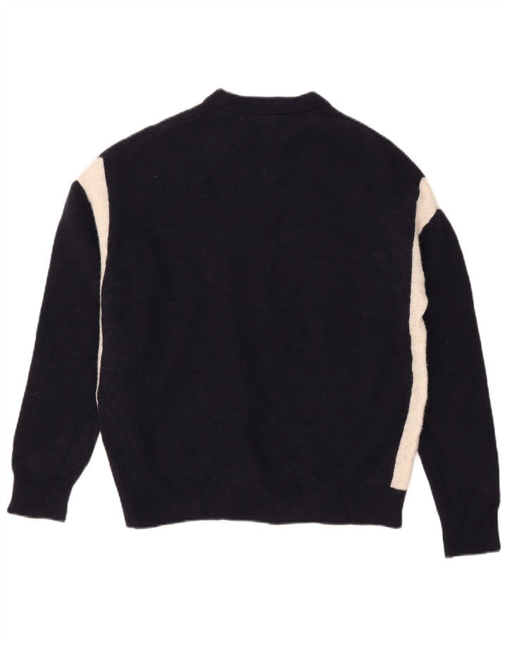 Suéter masculino Reiss com gola redonda e lã colorblock médio azul marinho