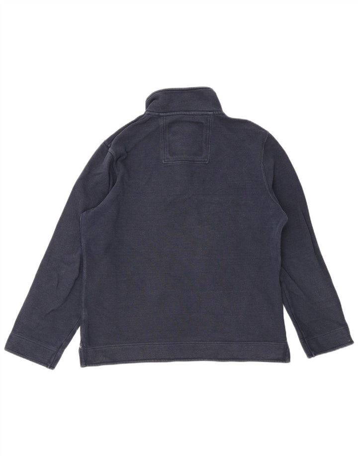 CREW CLOTHING Suéter masculino com zíper e gola em algodão azul marinho médio