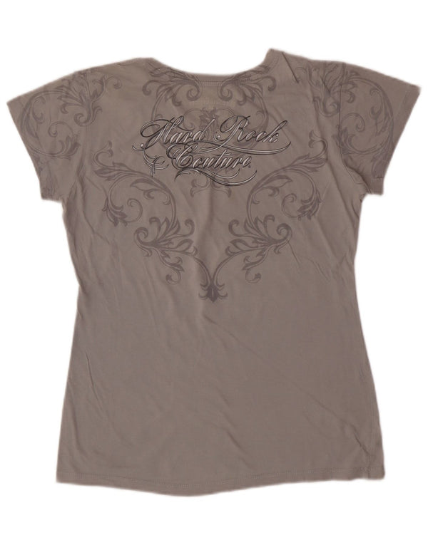 Camiseta feminina Hard Rock Cafe London Graphic UK 14 algodão cinza médio