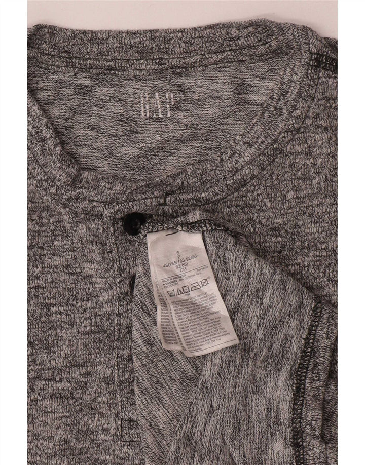 Gap Mens Top manga comprida pequeno algodão manchado cinza