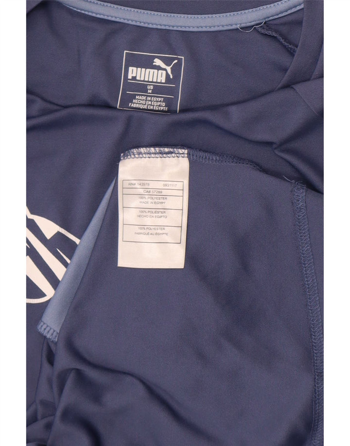 Camiseta feminina Puma com estampa gráfica UK 12 poliéster bloco colorido azul médio