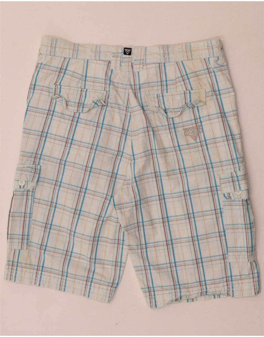 Shorts cargo masculino O'Neill W34 grande algodão xadrez azul