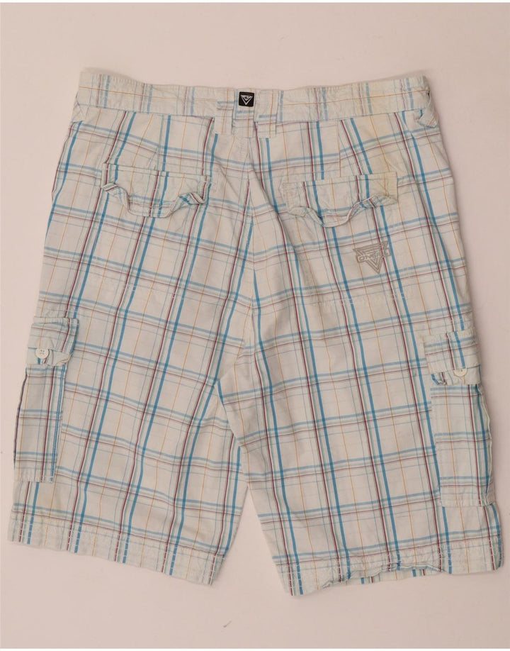 Shorts cargo masculino O'Neill W34 grande algodão xadrez azul