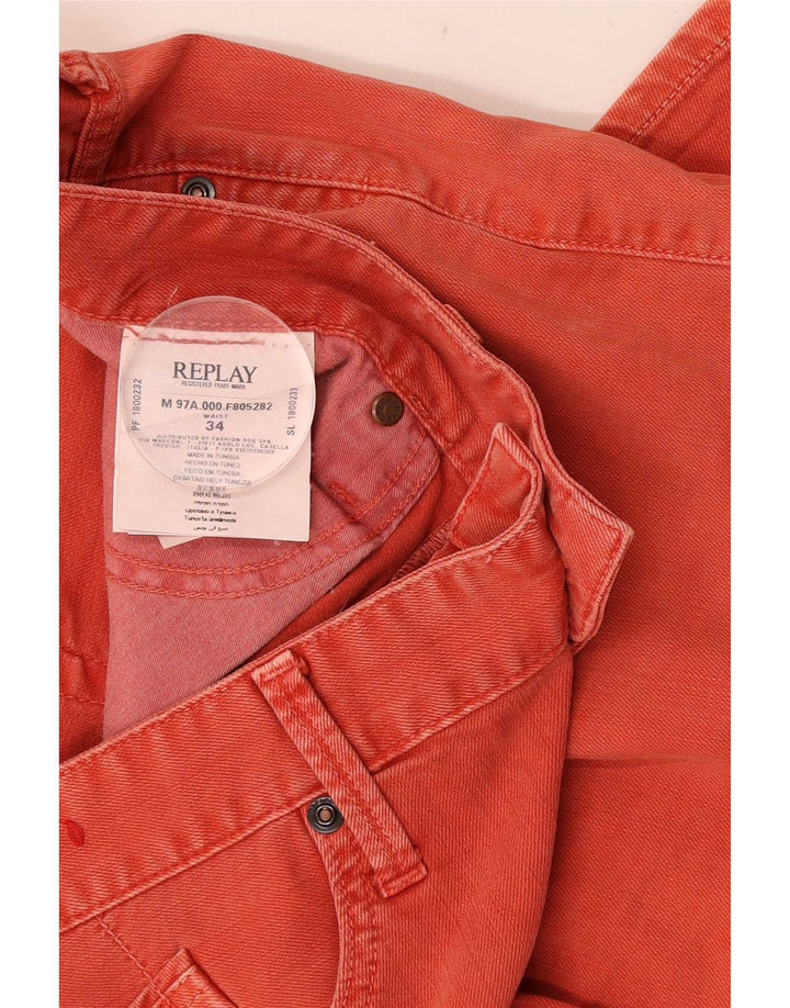 Shorts jeans masculino Replay Graphic Regular W34 grande algodão vermelho
