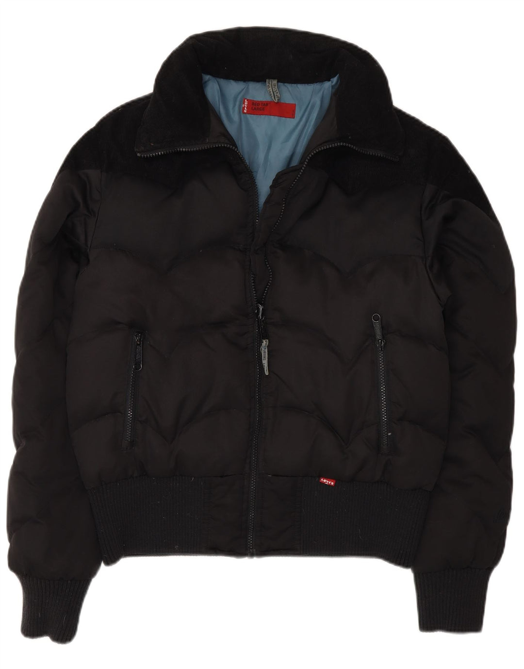 Jaqueta bomber acolchoada feminina Levi's UK 16 grande poliéster preto
