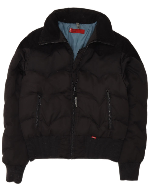 Jaqueta bomber acolchoada feminina Levi's UK 16 grande poliéster preto